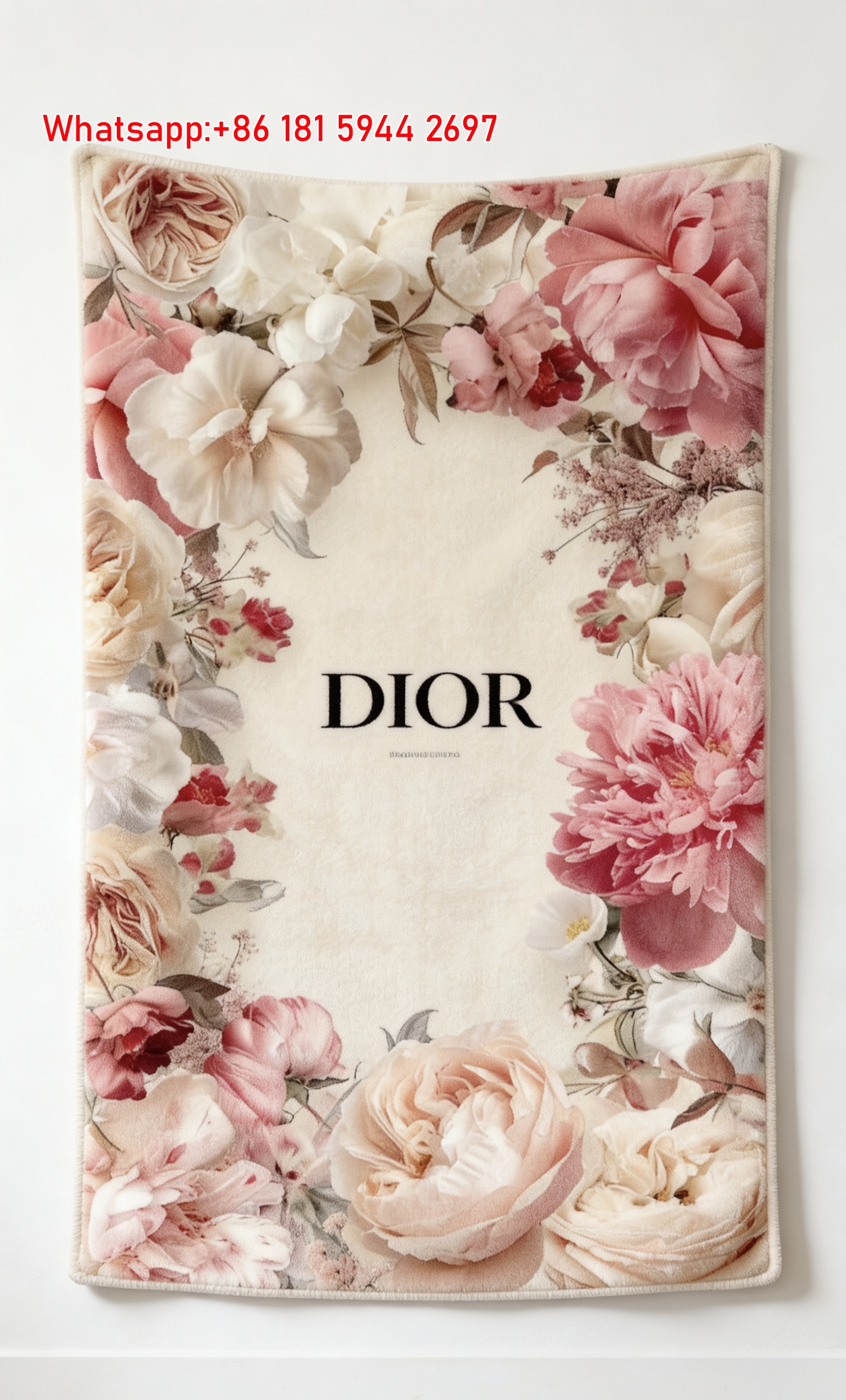 Dior Floral Frame Flannel Sofa Throw Blanket D017
